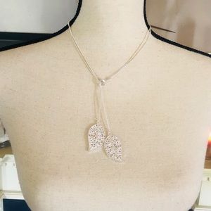 Beautiful 925 SS double leaf necklace